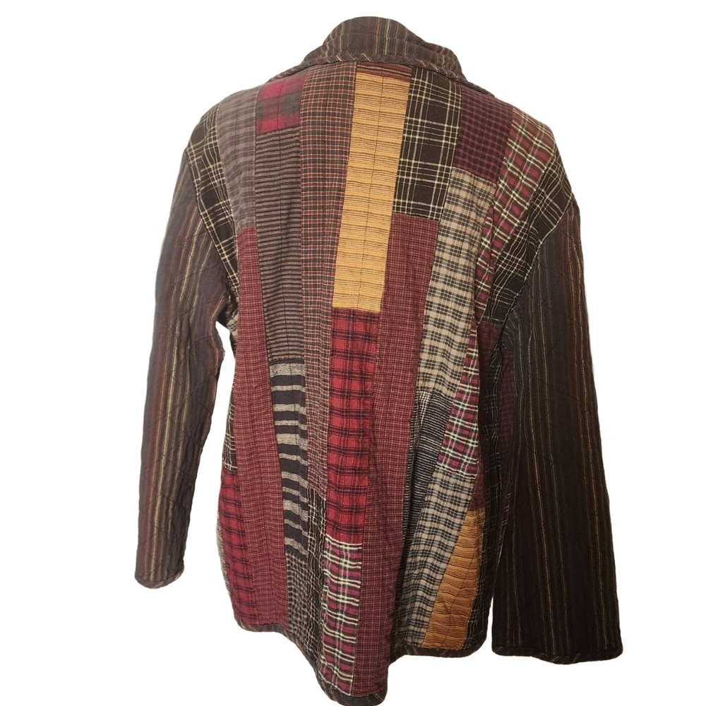 Vintage Patchwork Jacket Collarless Plaid Reversi… - image 4